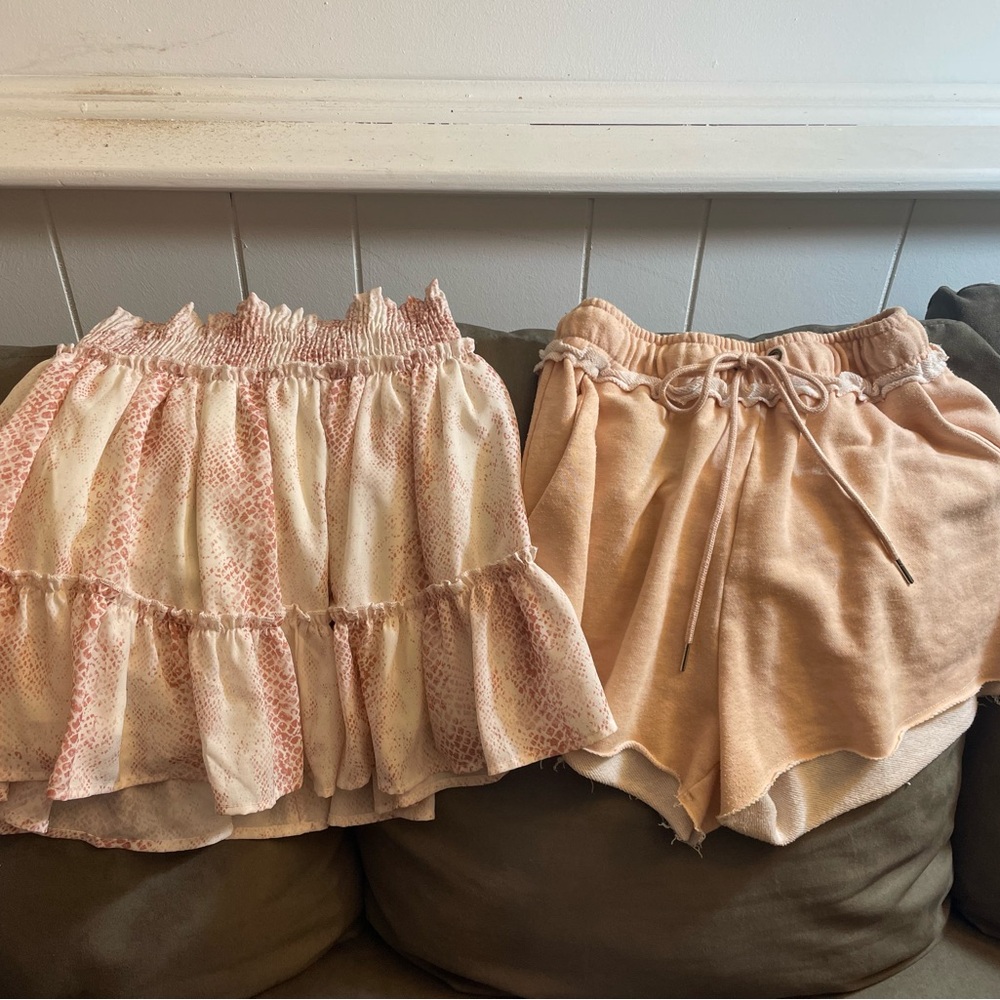 Altar'd State Snake print skirt and Peach Women Shorts